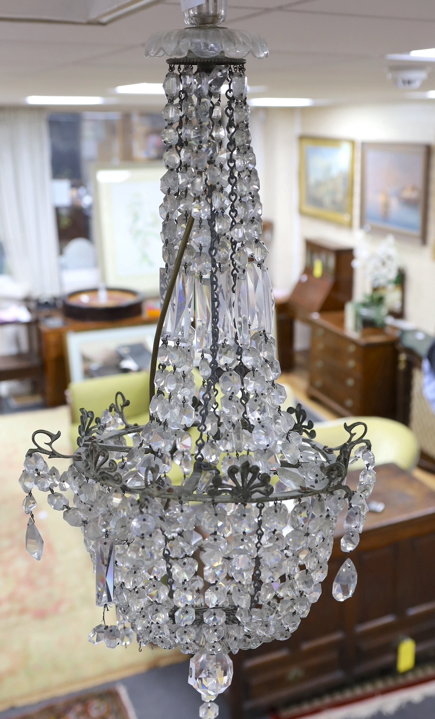 A bag chandelier, drop approx 75cm